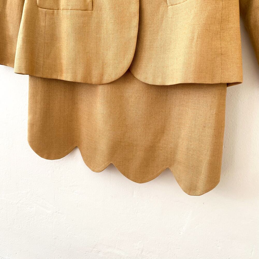 Vintage 70's Bill Blass 3 Pc Suit Set Blazer & 2 Skirts Linen Pencil Brown Sz 8 - Picture 6 of 13